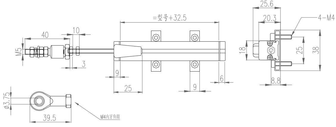 LTM微型拉杆位移传感器外形尺寸